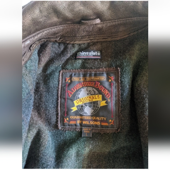 Wilsons Adventure Bound Leather-Pilot Bomber Jacket Mens Large Brown Thinsulate. - Picture 4 of 12